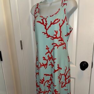 J. McL Charlotte Maxi Dress aqua and coral Sleeveless Dress/Coverup, sz. M